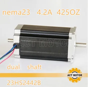 

free to EU 4-LEAD nema 23 425OZ-IN CNC dual shaft stepper motor 4.2A,112MM