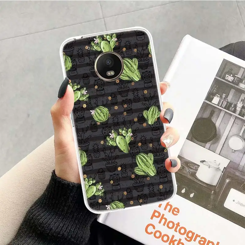 Кактус Винтаж цветок чехол для Motorola Moto G7 G6 G5S G5 E4 плюс G4 E5 играть X4 Мощность TPU с рисунком индивидуальная крышка телефона - Цвет: TR043-1