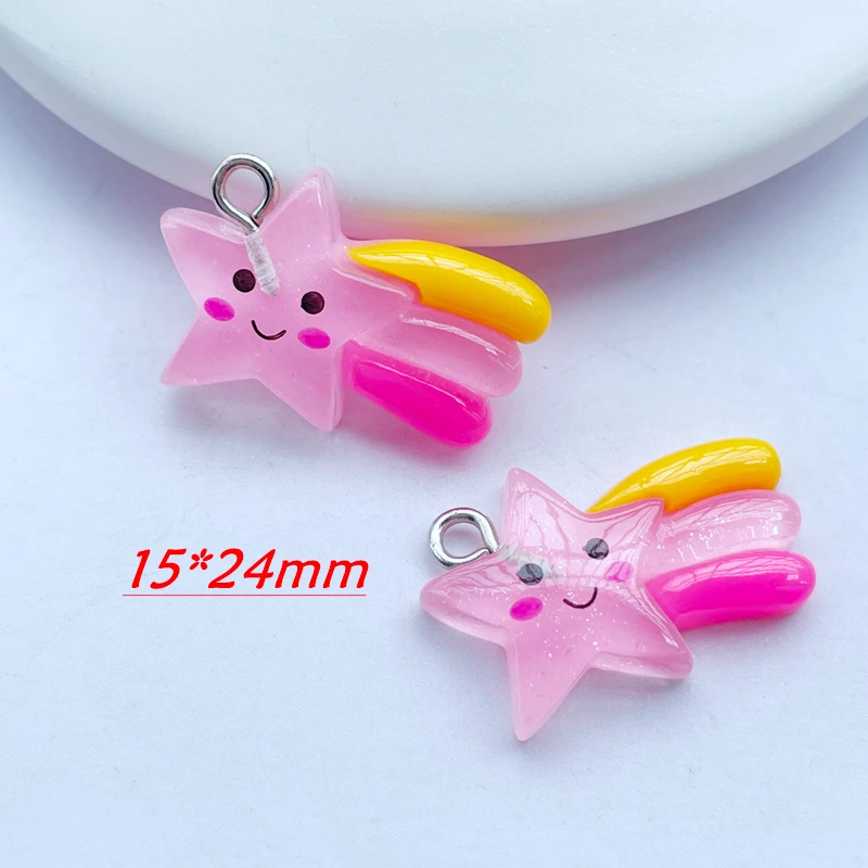 10 Pcs Cute Kawaii Cartoon Animal, Candy Series Resin Flat DIY Handicraft Pendant Key Ring Center Decoration Accessories 098