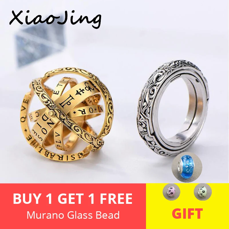 

2019 HOT SILVER & GOLD Astronomical Sphere Ball Ring Complex Rotating Cosmic Constellations Finger Ring for Couple Lover Jewelry