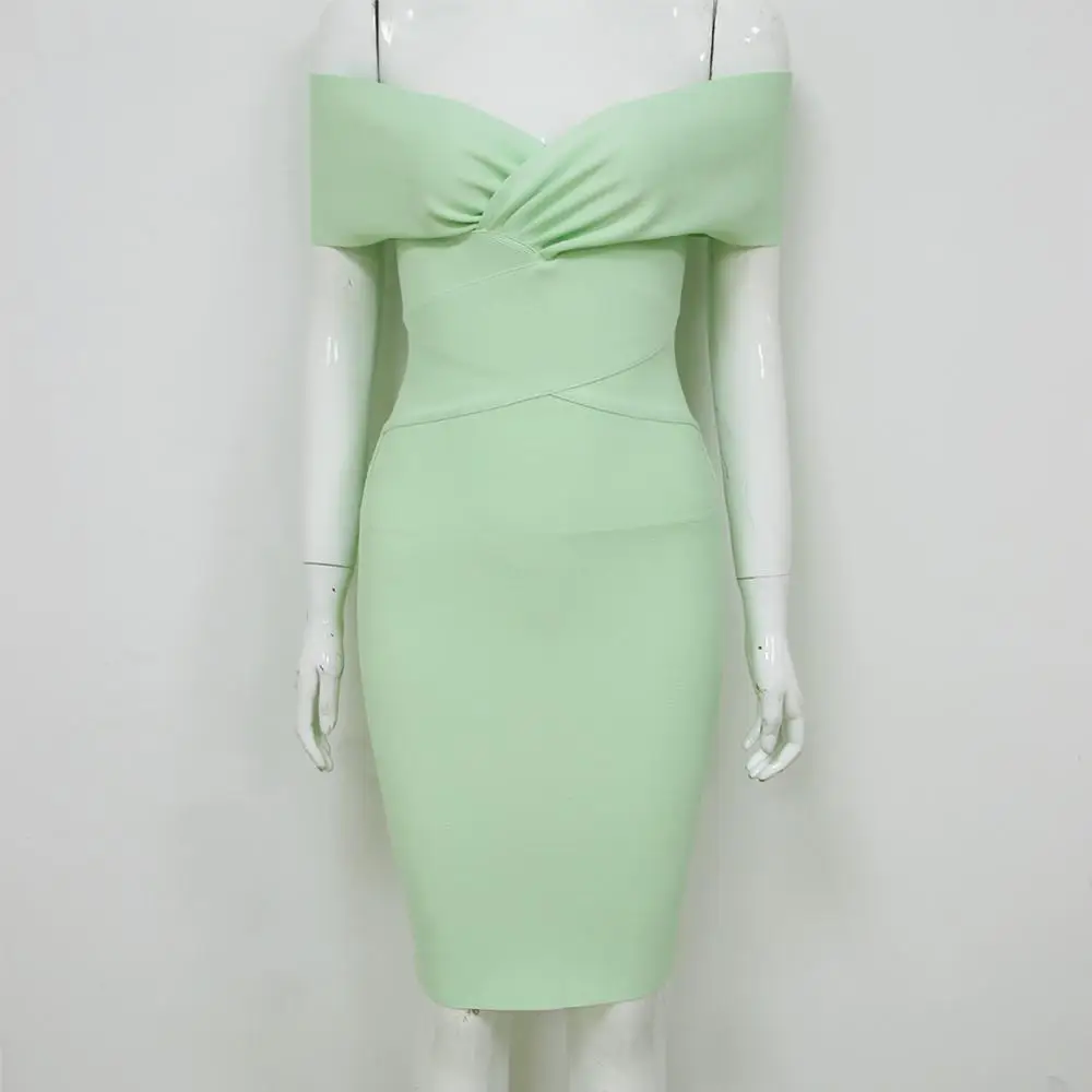 Big Discount 7KPuT 2019 Summer Dress Women Sexy Fashion Off the Shoulder Bandage Dress Ladies Celebrity Party Dress Vestido