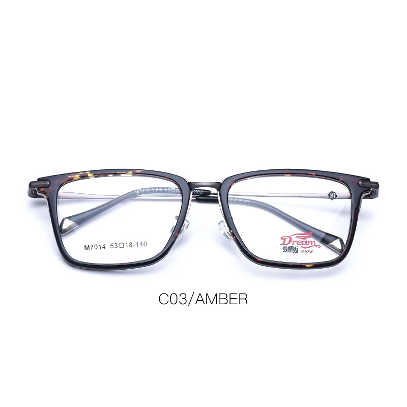C03 Amber TR90 оправа для очков из сплава, Мужская Ретро квадратная Прозрачная Оптическая оправа, очки, прозрачная оправа для близорукости по рецепту, оправы для очков# M7014 - Цвет оправы: C03 Amber