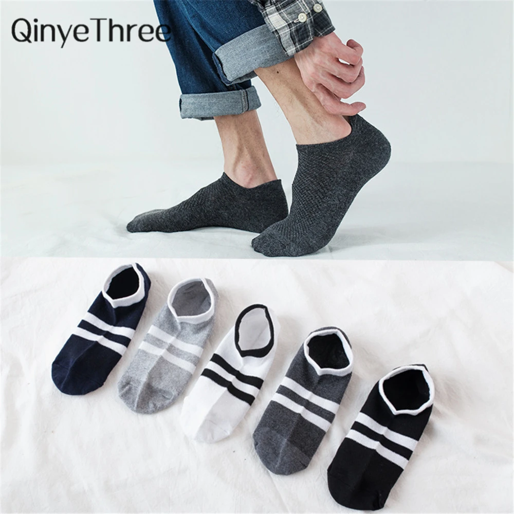 

Men's Ankle Socks Black Business Men Socks Mesh Breathable Summer Short Socks Stripes Sokken 10 pcs = 5 pairs