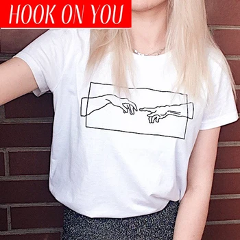 

Women Clothes 2019 New Harajuku Fashion Printed Tshirt Aesthetic Art Tumblr T Shirt Black White Graphic T Shirts Tee Shirt Femme