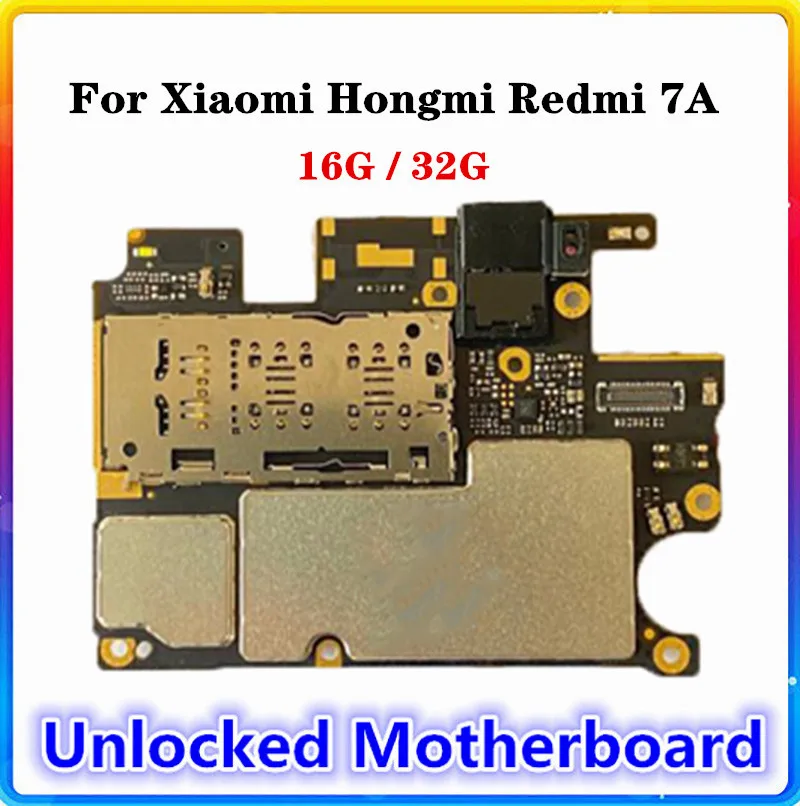 Материнская плата для Xiaomi Hongmi Redmi 7A 100% чистая замена оригинальной материнской платы ОС Android 16 ГБ/32 ГБ с