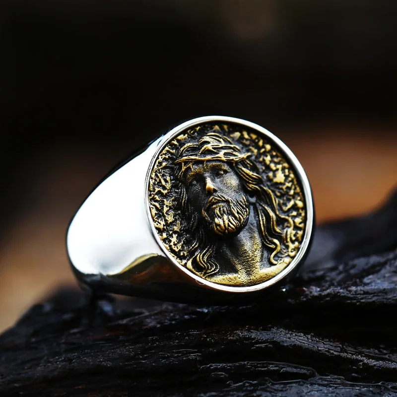 Stainless Steel Ring Finger Ring Fashion religion Jesus Ring Cross Exorcism Order Men Jewelry BR8-829