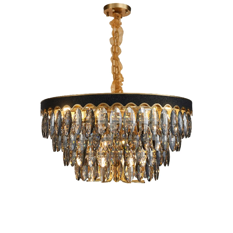 

Luxury Crystal Creative Chandeliers Lighting Smoky Grey Dining Room Cristal Lamps Villa Hotel Decor E14 LED Bulb Light Fixture