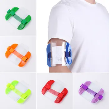 

1pc Elastic Arm Band ID Badge Holder Photo Armband Credit Card Case Portable Transparent PVC Card Organizer High Quality