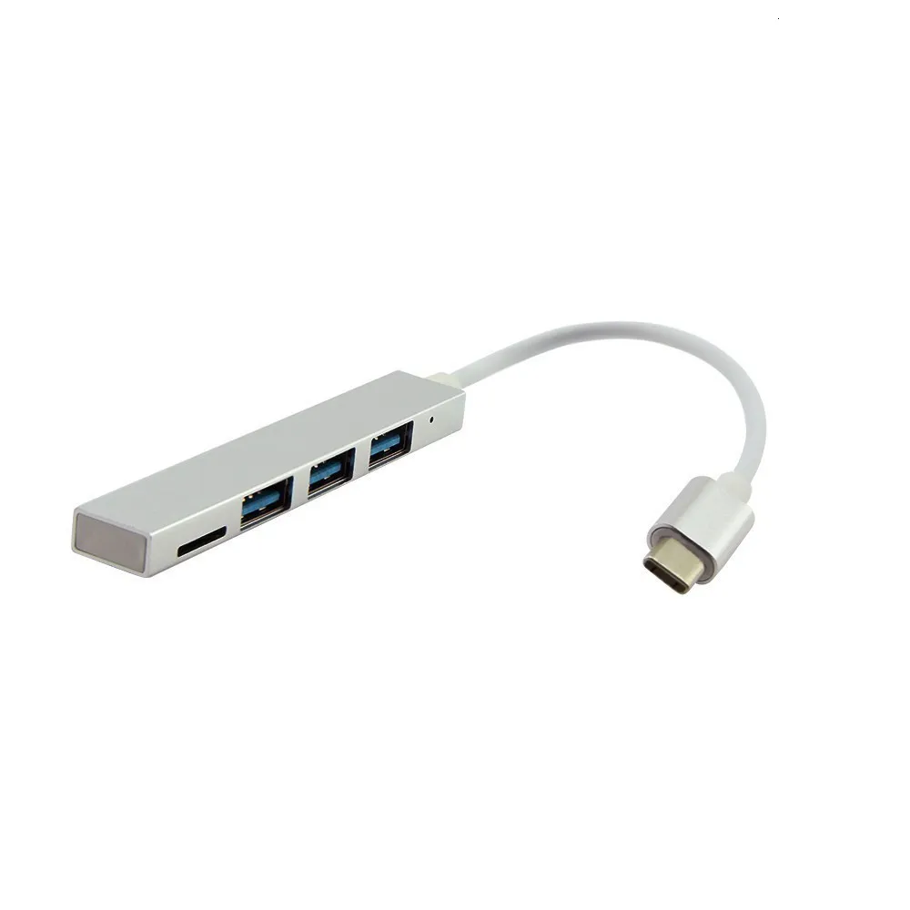 USB chyi C HUB 3,0 3 порта с TF кардридером Тип C 3,1 концентратор адаптер для MacBook, Surface Pro 6 Аксессуары - Цвет: Серебристый