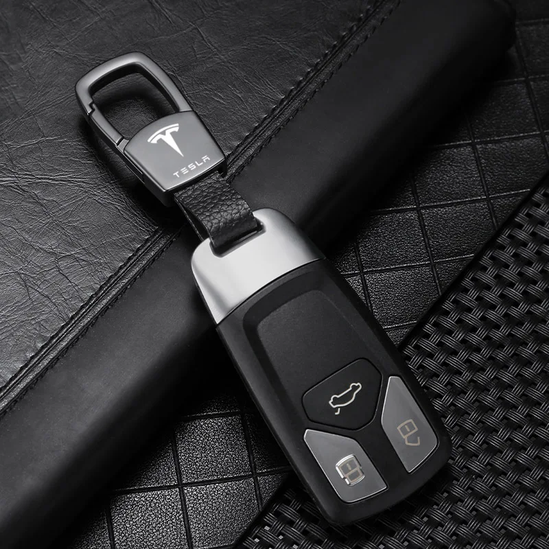 Tesla Leather Waist Buckle Keychain