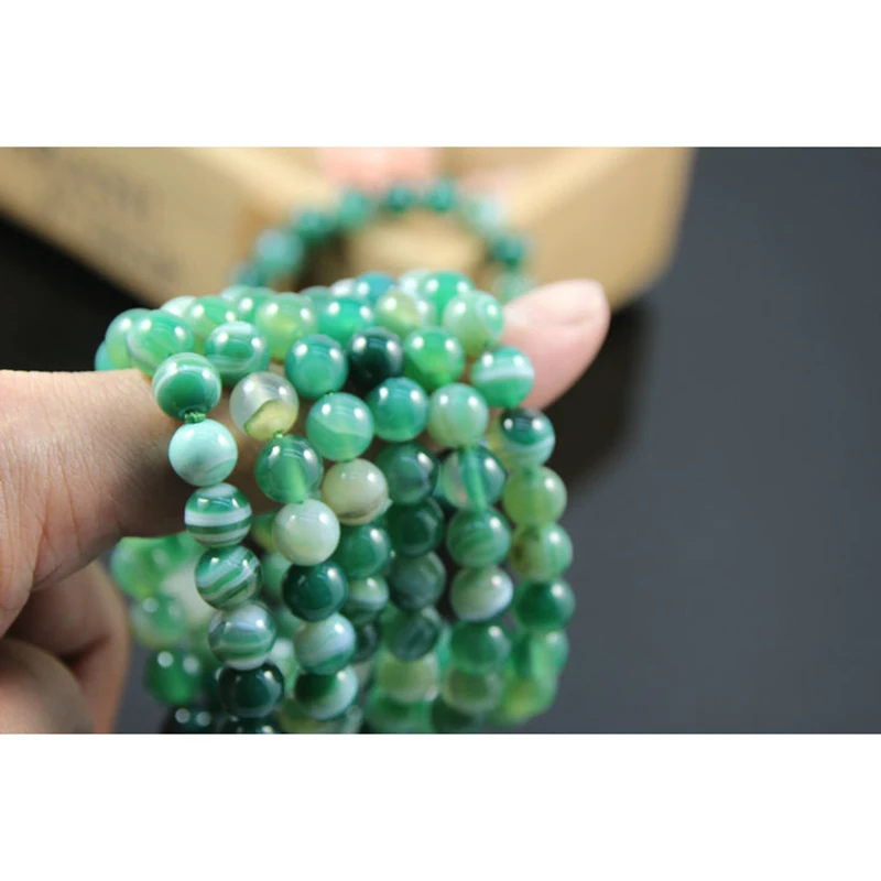 

STENYA Stretch Bracelet Bangle Elastic natural stone expandable jewelry green color Smooth beads round Crystal AAA Rhodochrosite