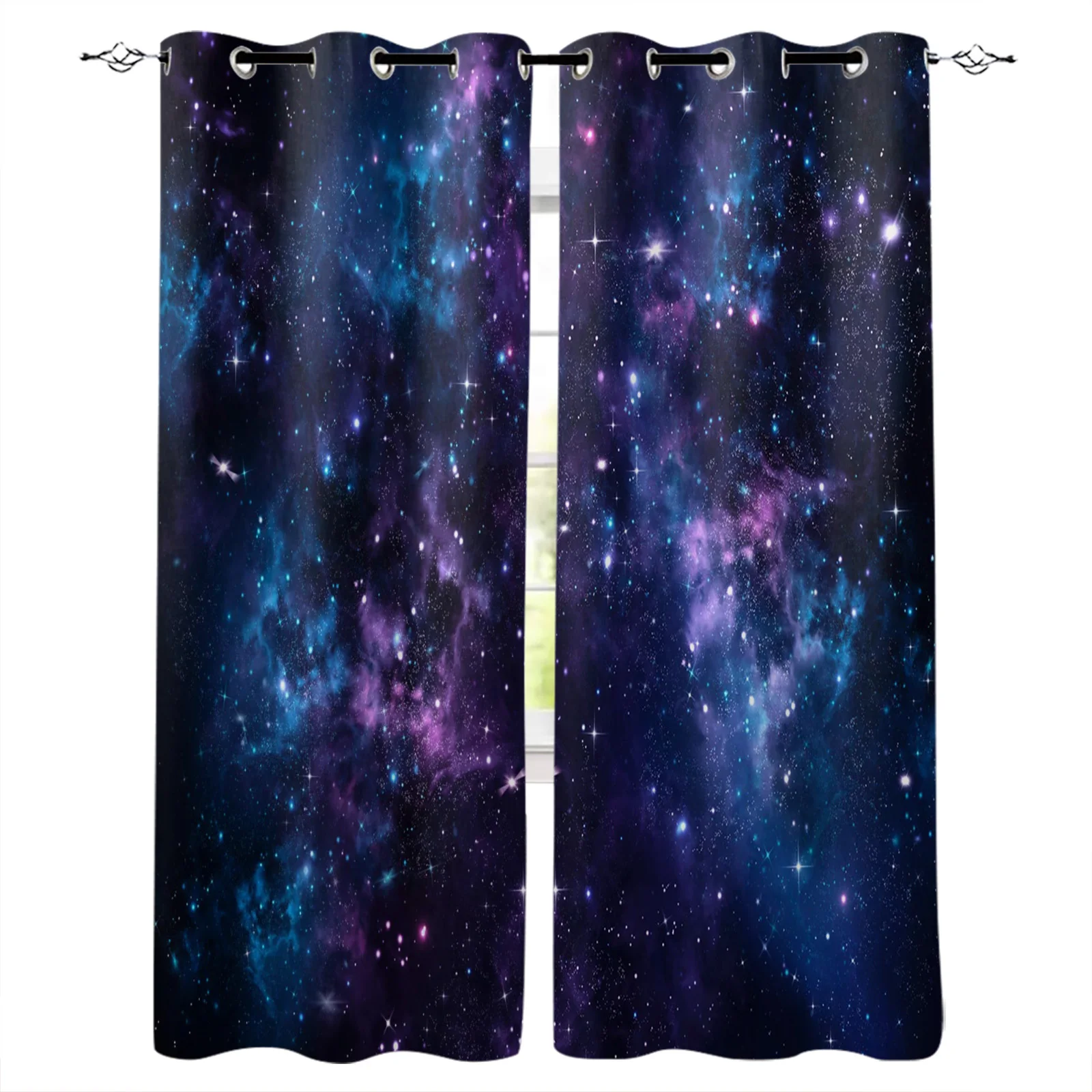 Space Decor Window Curtains Galaxy Stars in Celestial Astronomic Nebula Planets in Universe Drapes for Living Room Bedroom black and white curtains Curtains