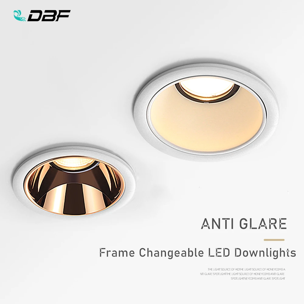 [DBF]Narrow Frame Changeable Recessed Downlights 7W 12W 15W 20W Angle Adjustable Ceiling Spot Lamp for Hotel TV Background Aisle