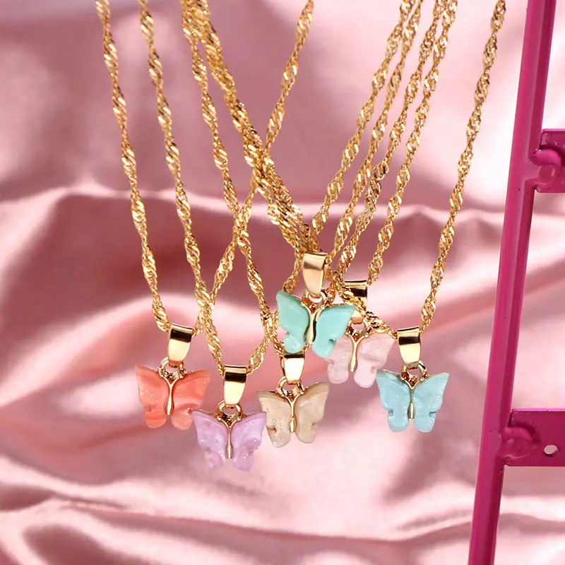 JUST FEEL New Fashion Butterfly Pendant Necklace for Women Gold Color Twist Chain 2020 Jewelry Party Friendship Gift | Украшения и