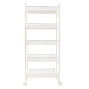 

Home Storage Rack Decorations Shelf Exquisite Honeycomb Net Five Tiers Storage Cart With Hook White Storage Gadgets Accessories
