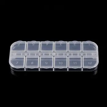 

Transparent 12 Grids Plastic Storage Case Box Multi-Function Organizer Holder For Jewelry Pill Nail Art Drug Ring