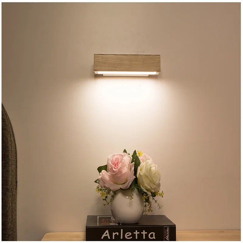 Wood LED Rotated Wall Lamp Bedside Night Light Modern Nordic Solid Bedroom Living Room Aisle Sconce Light Fixture Wall Decor Art Wood LED Rotated Wall Lamp Bedside Night Light Modern Nordic Solid Bedroom Living Room Aisle Sconce Light Fixture Wall Decor Art