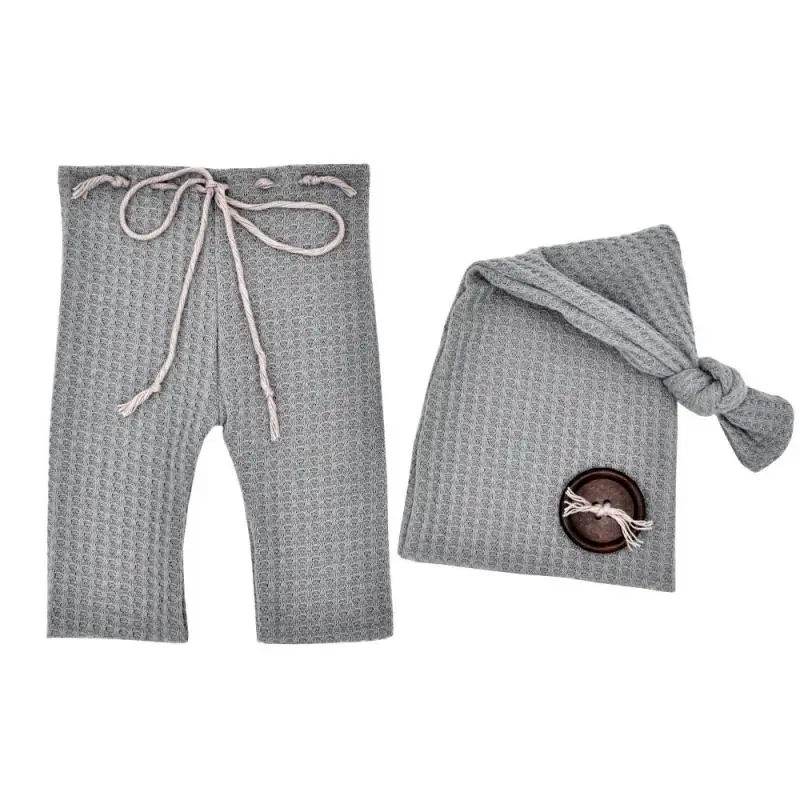 best Baby Souvenirs Newborn Baby Clothes Photography Pants Long Tail Cap Two-piece Baby Knitted Pants Wooden Buckle Knotted Hat Photography Set Colorful ink stickers for kids