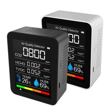 Medidor de co2 digital sensor umidade temperatura testador qualidade do ar monitor dióxido carbono tvoc formaldeído hcho detector