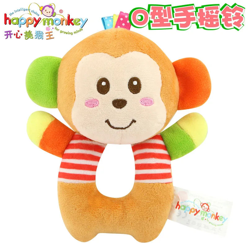 Monkey HAPPY MONKEY baby toys O-type bells early education puzzle plush toys baby hand bell WJ534 - Цвет: Monkey