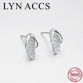 

Creative Unique Earrings 925 Sterling Silver Clear Zircon Slipper shape Small Stud Earrings for Women Fine jewelry 2019