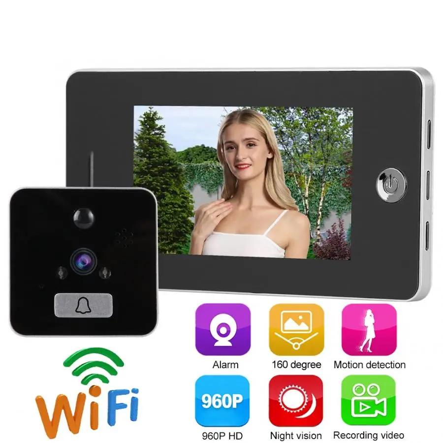 

smart doorbell 4.3inches 960P WiFi Wireless Digital Door Viewer IR Doorbell Video Intercom Monitor