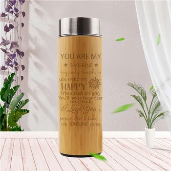 

Wooden Thermos Vacuum Flask Customized laser Engraved Bamboo Stainless Steel Screw Lid dropshipping BV0048 personalized gift