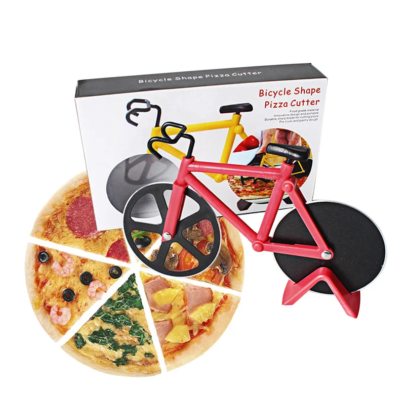 New Design Stainless Steel Pizza Knife Two-wheel Bicycle Shape Cutting Tool Bike Round Cutter Knives 4.8 |