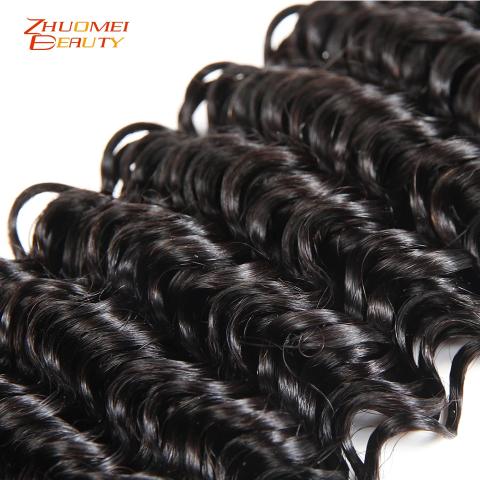 Zhuomei Beauty Deep Wave 1/3 /4 Bundles P Brazilian Hair Bundles Weave Natural Color Remy Human Hair Weaving 8-28inch