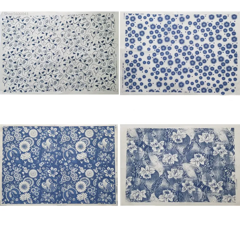 1PC Pottery Clay Underglaze Colored Flower Paper Jingdezhen Blue and White Porcelain Transfer Paper High Temperature Decal Paper