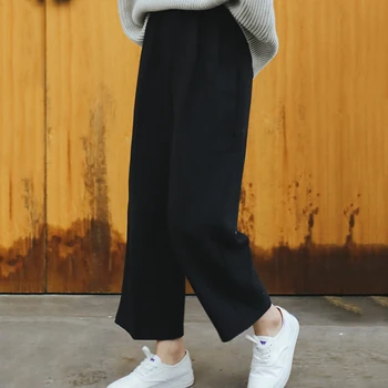 Wide Leg Pants Ulzzang Women Solid High Waist Trousers Pleated Loose Casual Elegant Womens Korean Style Chic School Daily Girls 2