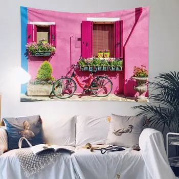 

Gt064 Beautiful Scenery outside the Window Bedside Background Cloth INS Hanging Cloth Net Red Wall Cloth Tapestry Room Dormitory