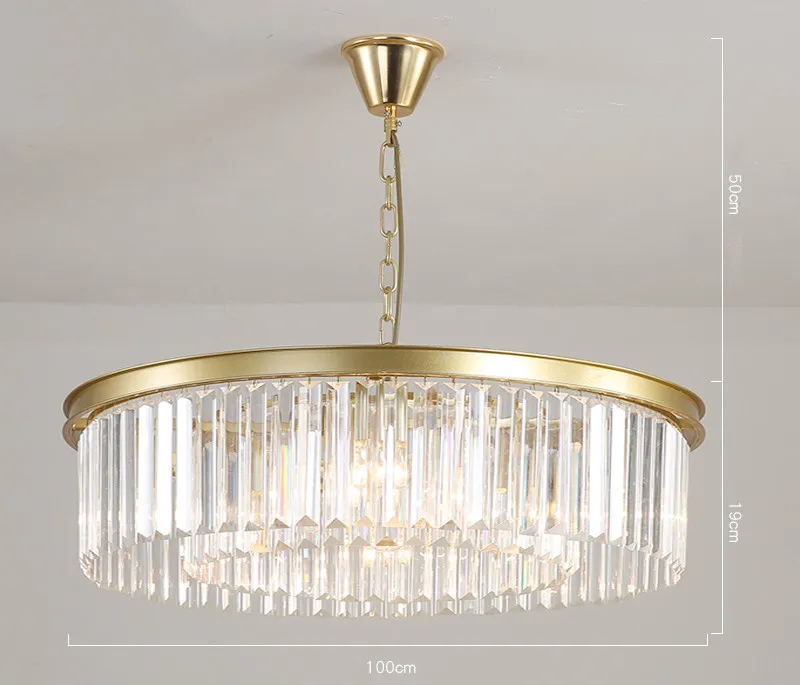 Американский RH E14 Led подвесной светильник, окрашенный Золотой/черный металлический подвесной светильник, блеск K9, светильник для внутреннего освещения, подвесной светильник - Цвет корпуса: D80cm 12 light