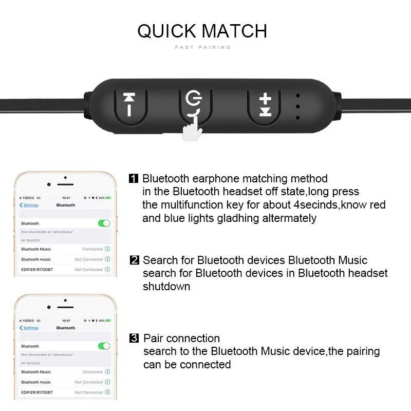 Bluetooth V4.2 Беспроводная стерео Спортивная гарнитура для iPhone X XS 7 8 samsung S8 S9 S10 Xiaomi 9 водонепроницаемые наушники с микрофоном