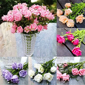 6 Big HeadsBouquet Artificial Fake Rose PE Foam Flower Wedding Party Bridal Bouquet Home Decor DIY Wreath Fake Flower Hot Sale