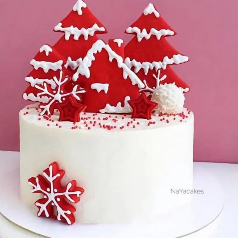 3pcs/1pc Cake Toppers Christmas Decoration Acryllic Gold TRee House Cupcake for Home XMAS 2020 | Дом и сад