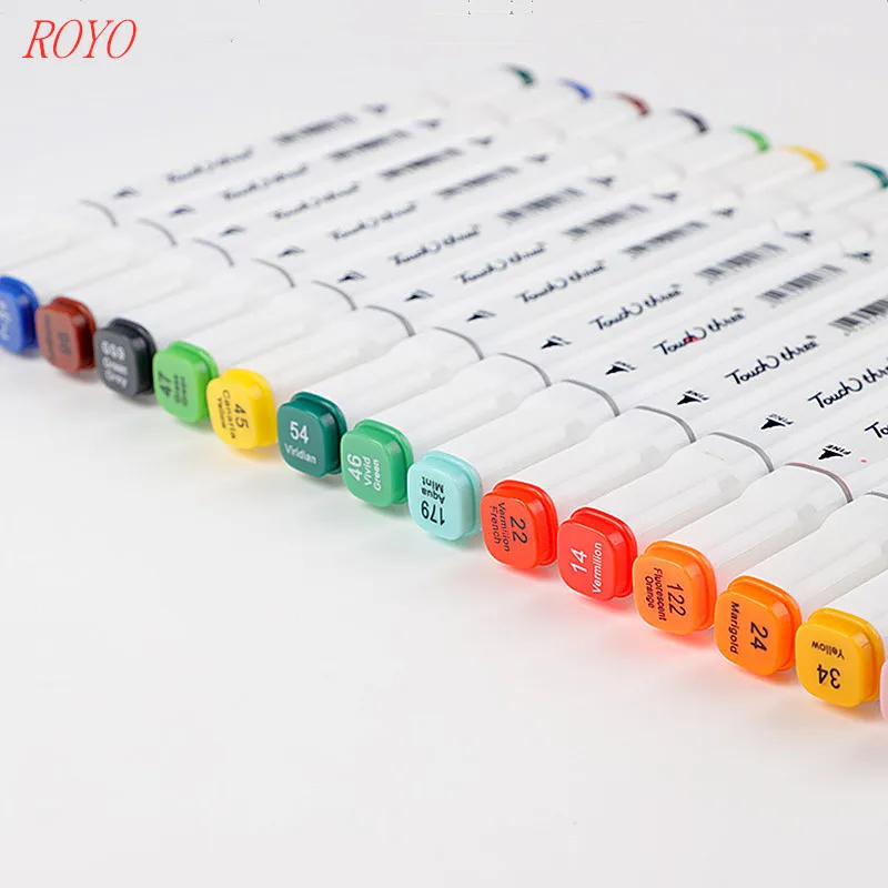 T3-60 Colors Dual Tips Permanent Marker Pens, Alcohol Based Markers Colored Artist Drawing Marker Set with Carrying Case
