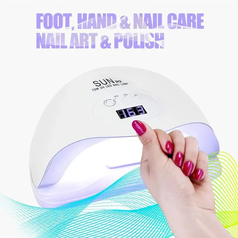 Профессиональный маникюрный аппарат SUN R9 лампа для ногтей 72 Вт двойная сушки