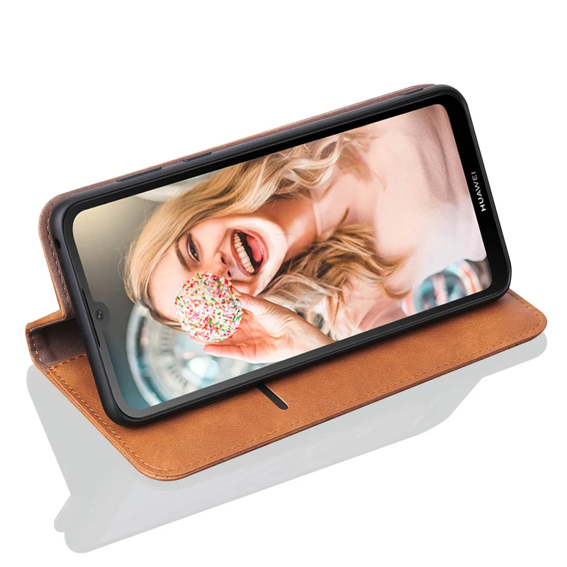 Роскошный тонкий кожаный чехол-книжка в стиле ретро для huawei Y9 чехол-кошелек с отделением для карт Магнитный чехол-книжка Y92019 чехол для телефона s