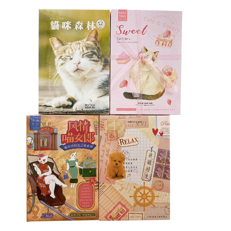 4 упаковки Kawaii Cat серия открытка Сексуальная Kitty поздравительная открытка желательная открытка поставка для школы офисные подарки для детей