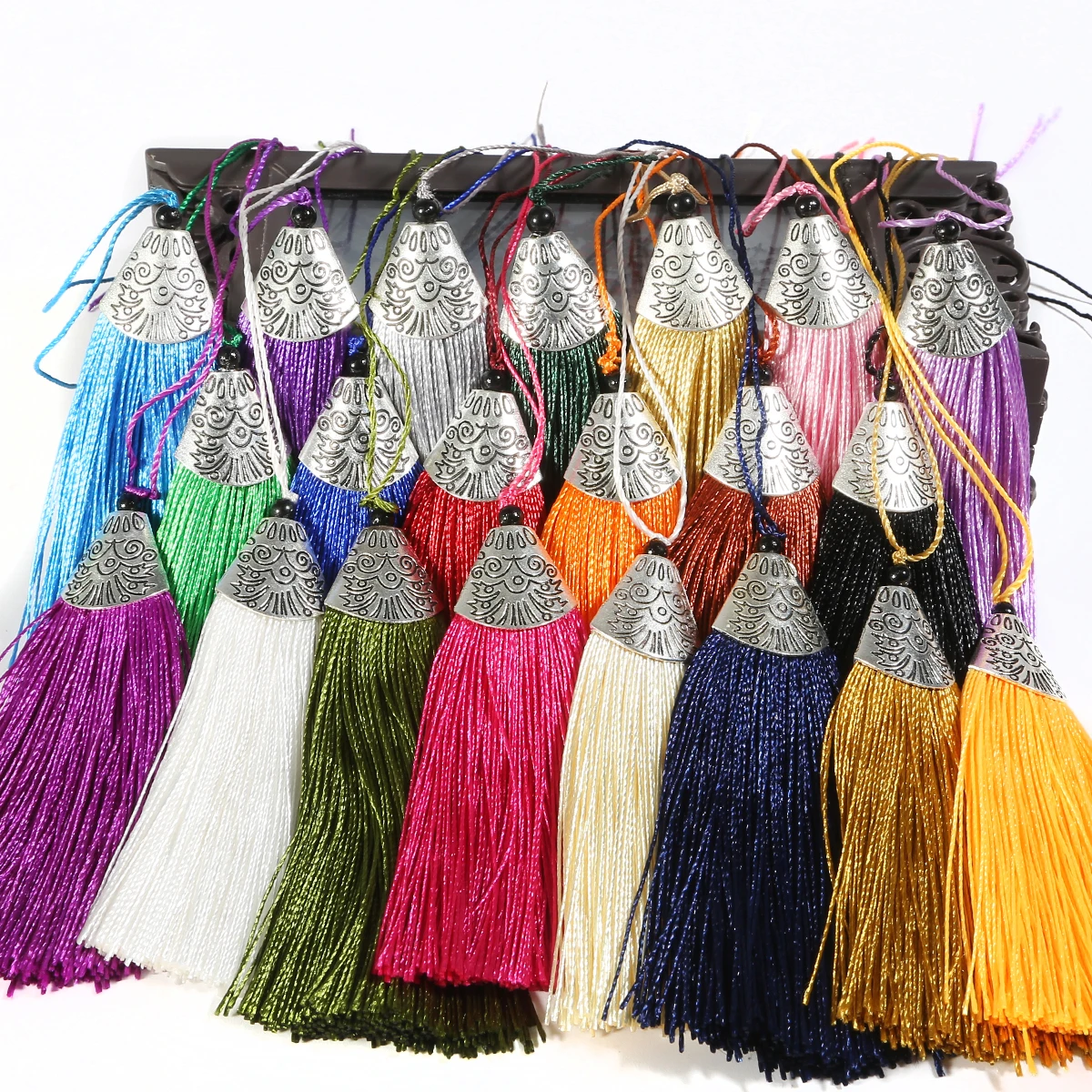 

1PC Cone alloy cap Silk Tassel fringe sewing bang tassel trim decorative Curtain Tassel for Craft Jewelry DIY Graft Making