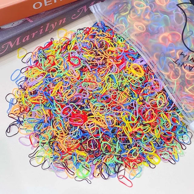 1000pcs/Pack Girls Colorful Small Disposable Rubber Bands Gum For Ponytail Hold Scrunchie Hair Bands Fashion Hair Accessories colorful 26