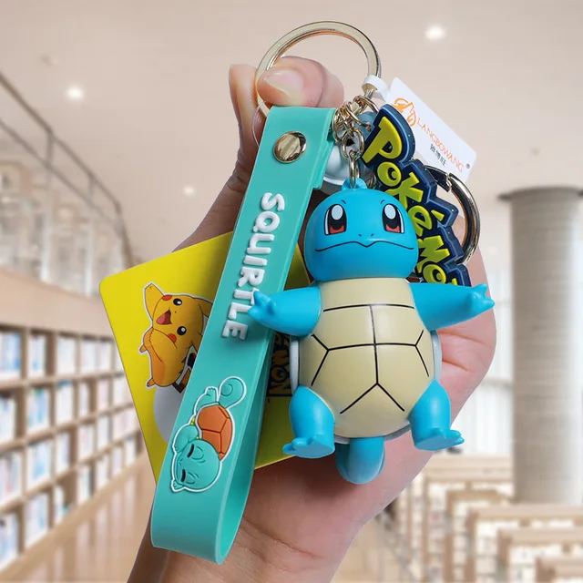 Authentic Pokemon Action Figure Pikachu Keychain Pokémon Keychain Squirtle Psyduck Keychain Backpack Pendant Model Car Keychains Squirtle