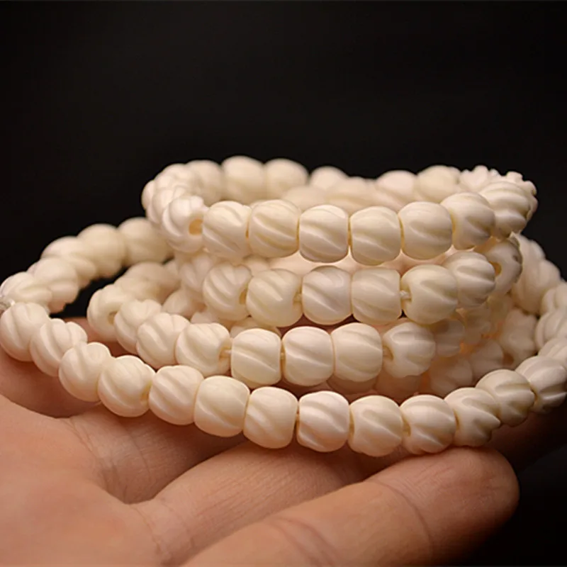 

New Year Craft 108 Women's Small Size Spiral Pattern OX Bone Bracelets Bone Carving Crafts Accessories