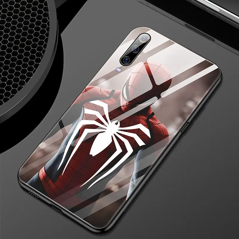 Мстители стекло футляр для Redmi 4X 5Plus Note 4 5 6 7 8 Pro человек паук Капитан Америка Железный человек чехол для mi 6 8 9 SE Marvel Coque