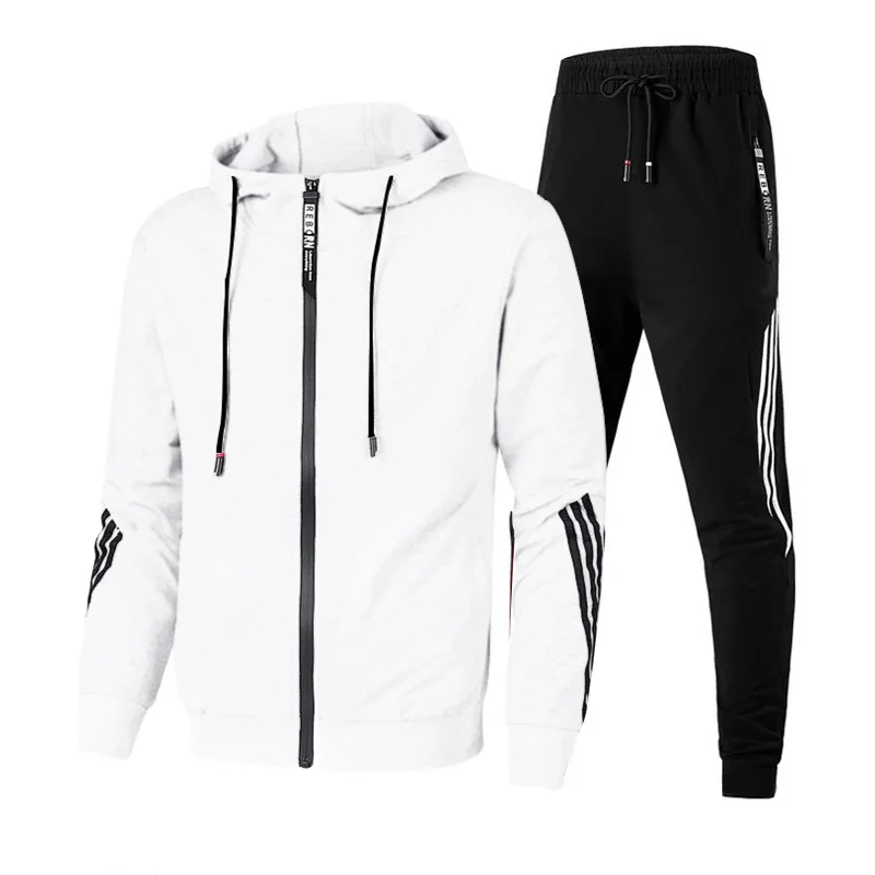 Solid Color Men's 2 Pieces Sportwear Set - Image 6