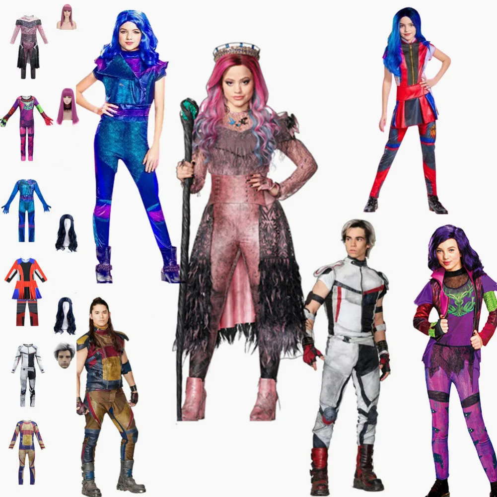 

Kids/women Halloween costume for Men adult cosplay Descendants 3 Evie Mal Audrey Jay Carlos costumes funny party 3DJumpsuits