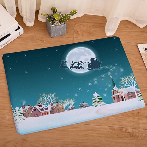 1Pcs Christmas Flannel Printed Floor Mats Door Mats Living Room Home Bathroom Non-slip Absorbent Carpet Home Textile Supplies - Цвет: 12