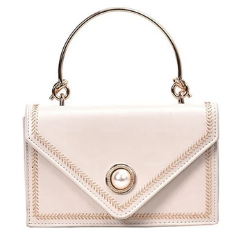 

Fashion Shoulder Bag Slung Female Bag Casual Pearl Clutch Bag Purse Small Square Bag