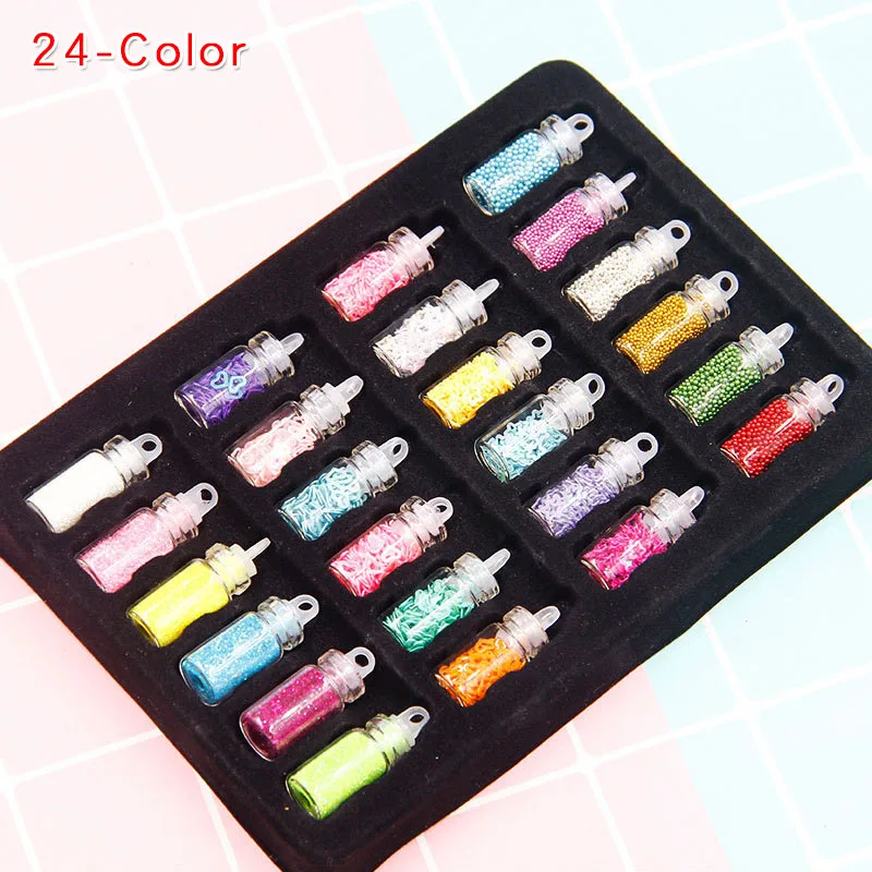 24-Color DIY слизи добавки украшения игрушки талисманы клей для Slimes поставки Lizun моделирование Полимерная глина блестки пушистые клейкие аксессуары - Цвет: 24-Color
